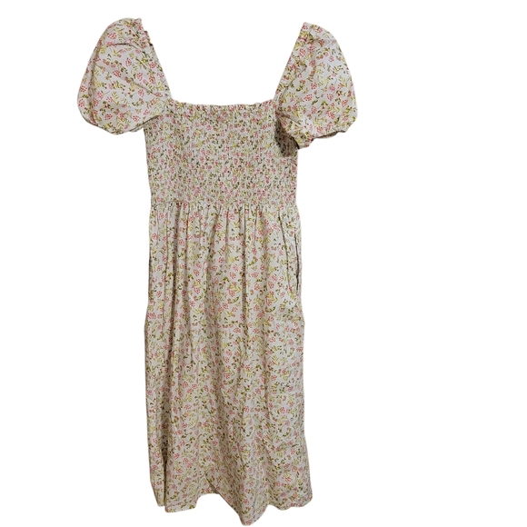 J Crew Puff Sleeve Smocked Midi Dress In Meadow Floral - Picture 7 of 9